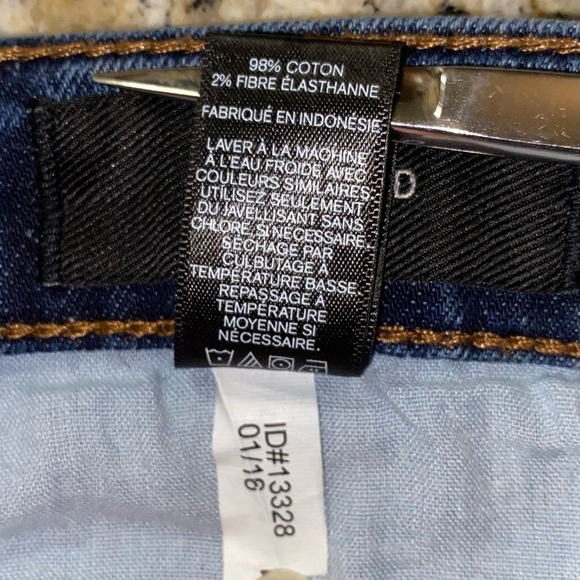 EXPRESS Girlfriend Women's Blue Distressed Jeans Sz 0 Straight leg - Picture 4 of 11